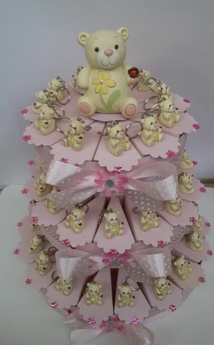 Torta bomboniera orsetti rosa - bomboniera,